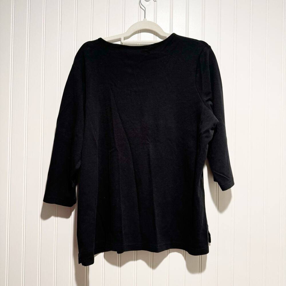 Quacker Factory Black Sequined Cat Top Plus Size 1X - Picture 5 of 5